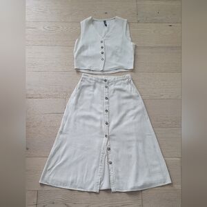 Two Piece Linen Skirt Set